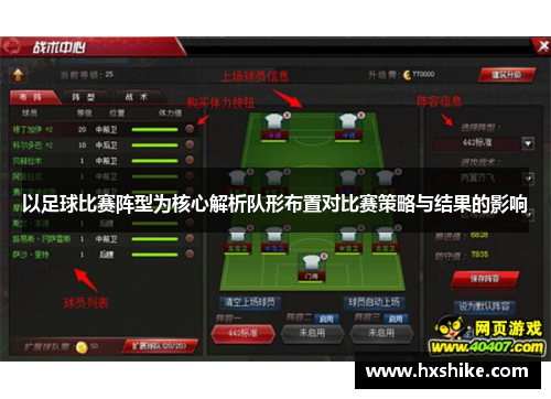 以足球比赛阵型为核心解析队形布置对比赛策略与结果的影响